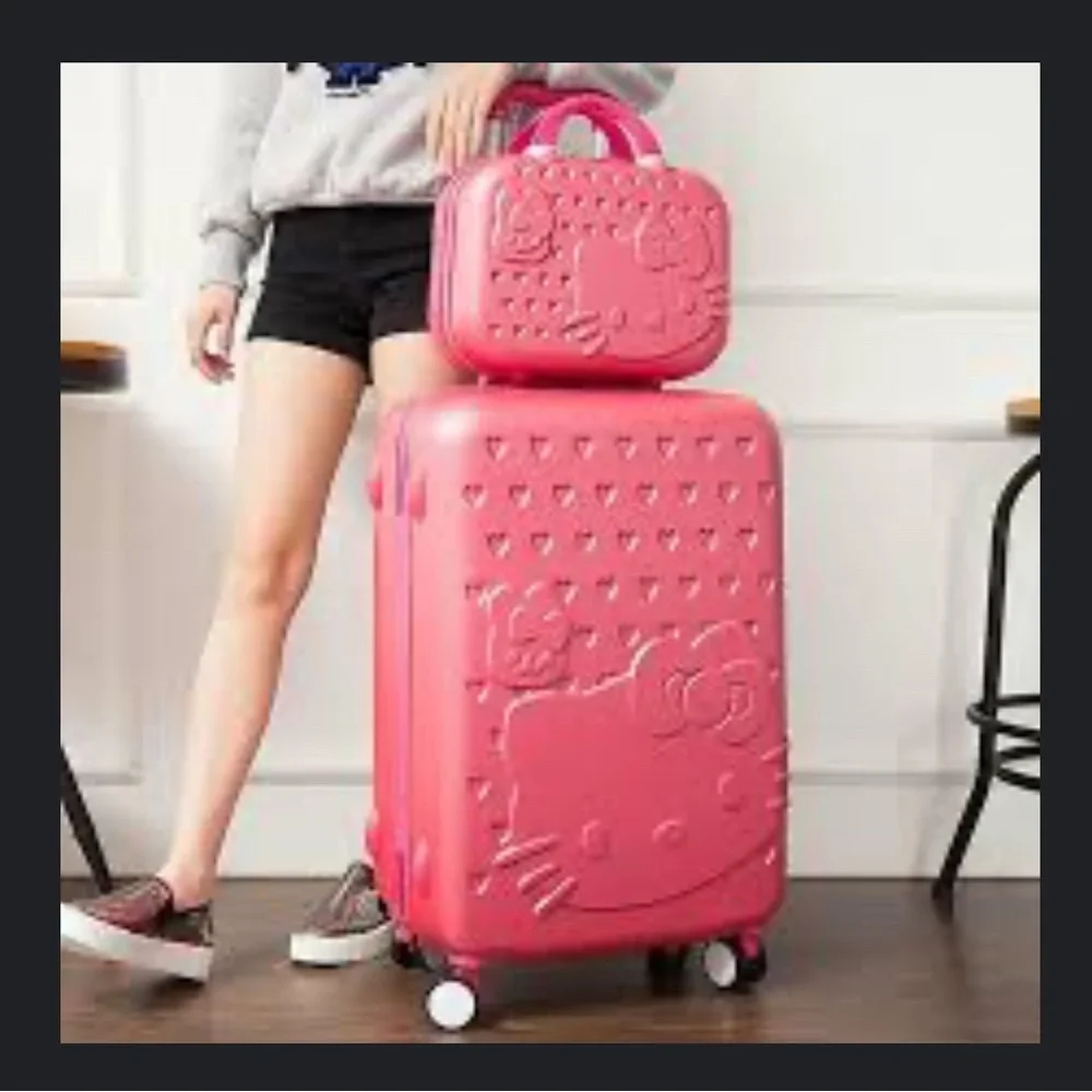 Pink Pearlescent Kitty suitcase Valentine Birthday Bat Mitzvah - Picture 2 of 10